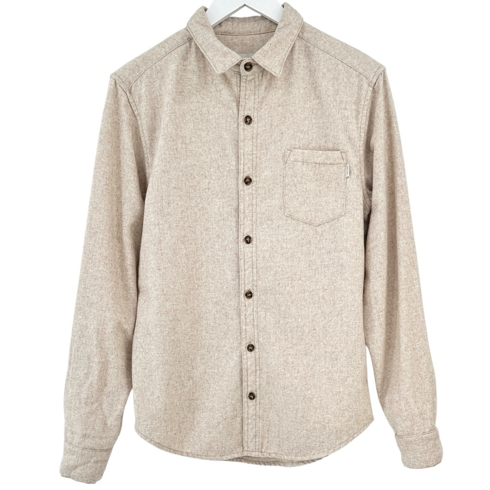 Rhythm Beige Gray Brown Wool Blend Button Up Shirt Overshirt sz S